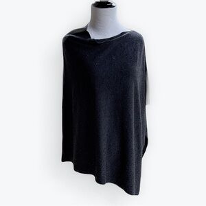 Eileen Fisher Merino Wool Sequined Black Asymmetrical Poncho FLAWS ~OS Fits Most